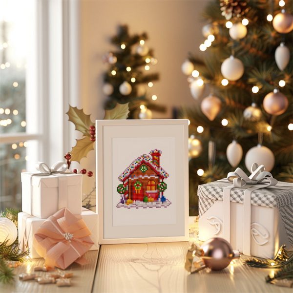 Mini Diamond Painting 6 x8  (2 pieces) - Gingerbread Man and Christmas House Cheap - Image 4