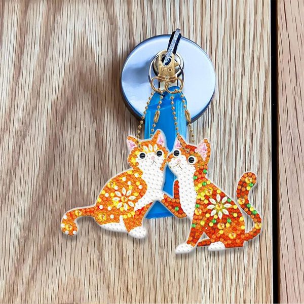 5D Diamond Painting Keychain Cats Set of 5 Pieces Online Sale - Image 5