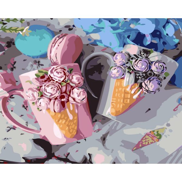 Mugs and macarons For Sale - Image 2
