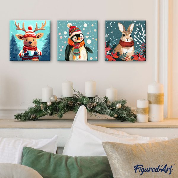 Mini Paint by numbers 8 x8  framed - Christmas Bunny Online now - Image 2