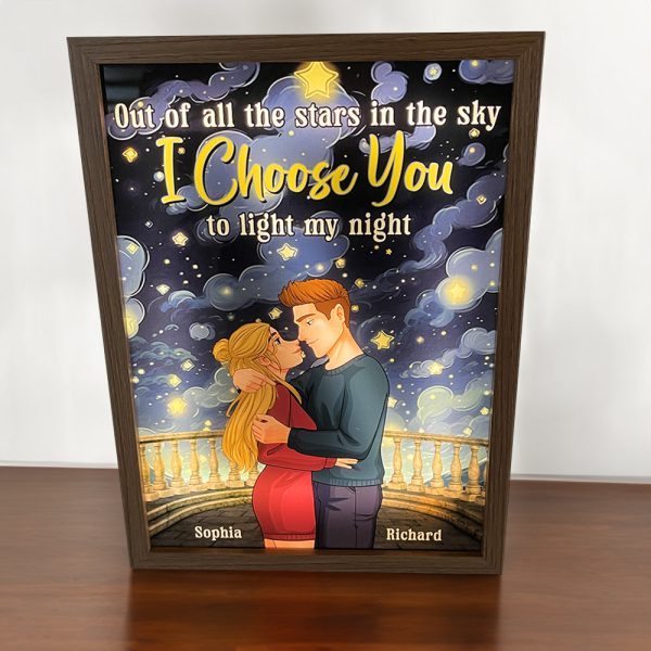 Personalized Gifts For Couple Light Frame - Kissing Couple under Starry night on Sale